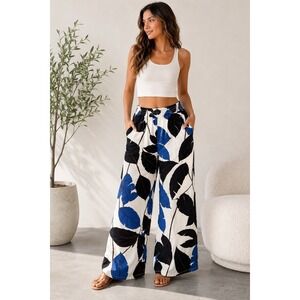 Sofía Jeans by Sofia Vergara Tropical Leaf Wide‎ Leg Pants Women's XXXL 22
